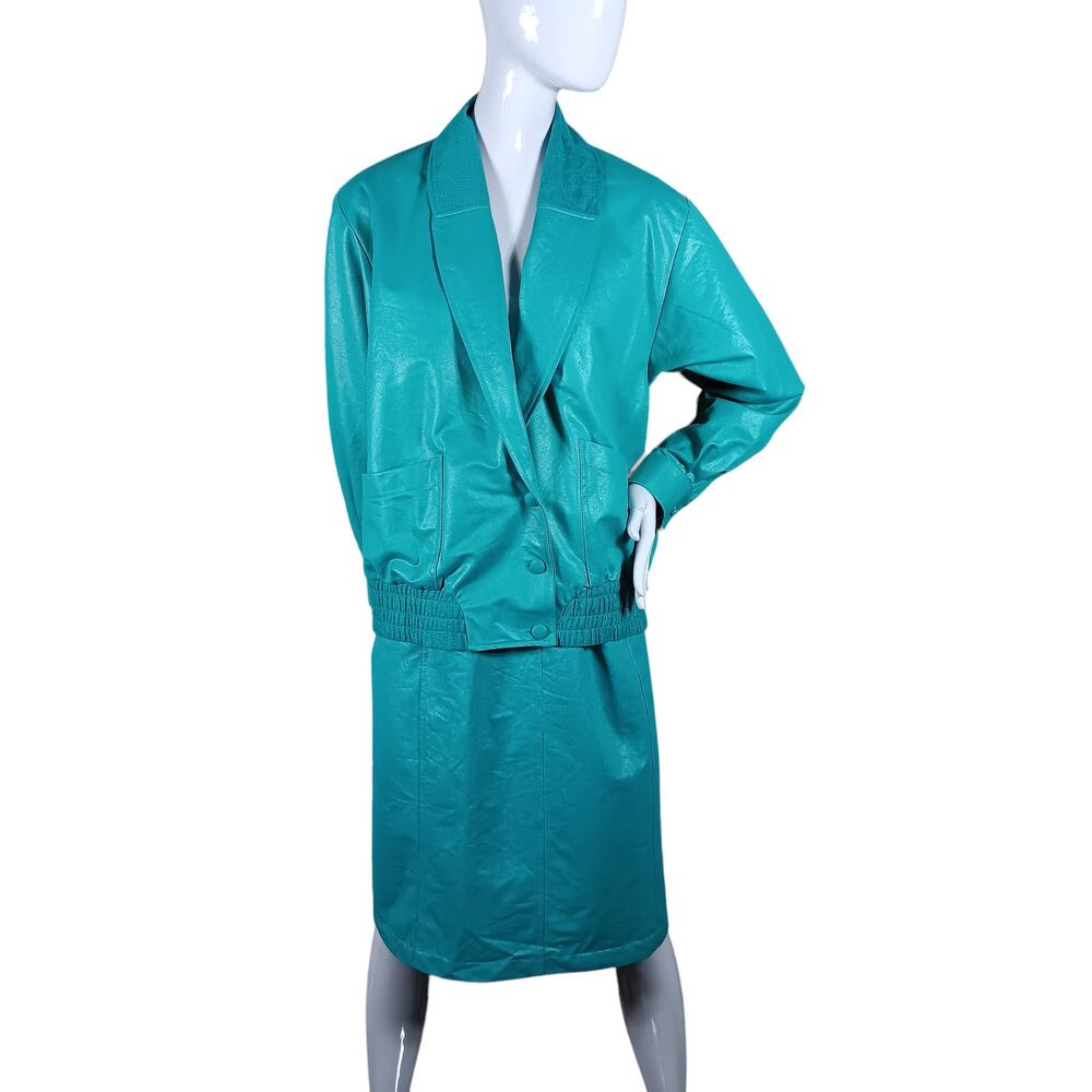 Vintage Pierre Lamonte Skirt and Jacket Suit Set Size Large Green Baggy Jacket
